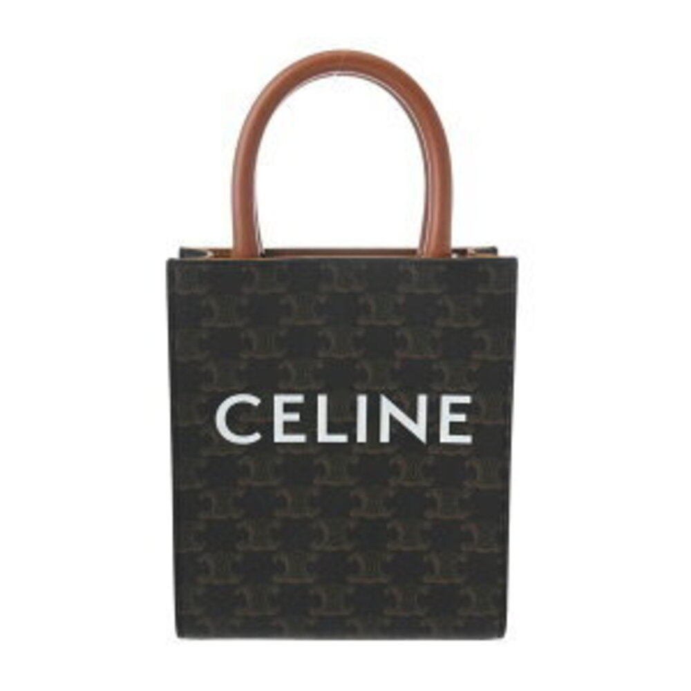 Celine Vertical Cabas Tan Triomphe Canvas Calfskin Handbag - Picture 1 of 9